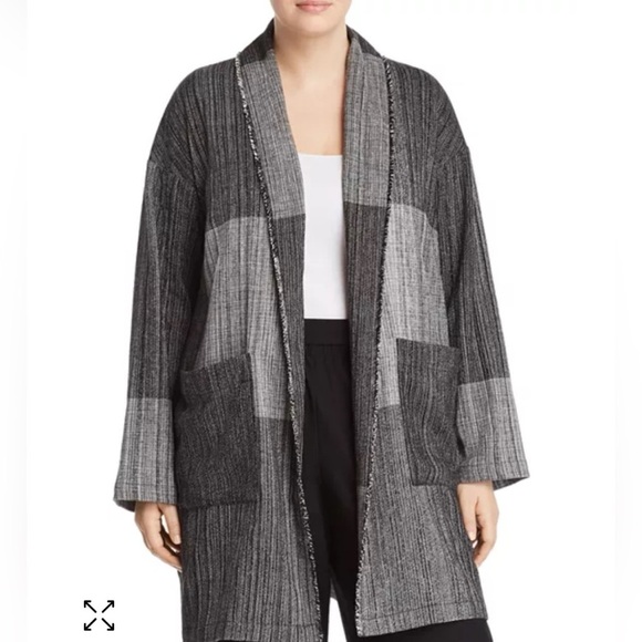Eileen Fisher 
Color-Block Shawl Collar Lagenlook Jacket One Size $258 - Picture 2 of 7